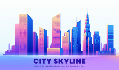 Fototapeta premium Illustration of urban landscape with urban buildings as background