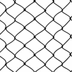 Soccer goal mesh, fishnet pattern or fish net background, vector seamless texture. Black rope net pattern on white, fishing of football goal or sport net and fishnet with knot grid. pattern with grid.