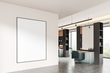 Empty Poster Frame in Modern Salon Interior. 3D Rendering