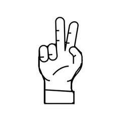 two number hand gesture line icon vector. two number hand gesture sign. isolated contour symbol black illustration