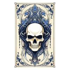 Fototapeta premium Terrifying Isolated Skull Design on White Background: A Detailed Render Featuring High-Quality Texture and Pattern for Graphic Illustration, Tattoo Art, and Conceptual Skeleton Symbol