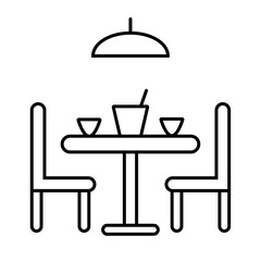 シンプルなダイニングルームのアイコン/食卓と椅子のイラスト