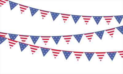 Obraz premium American national flag bunding garland. Voting festive. Vector illustration