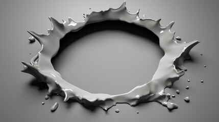 A dynamic splash of grey fluid creating a circular impact effect, showcasing smooth texture and vivid movement.