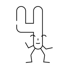 four number character line icon vector. four number character sign. isolated contour symbol black illustration