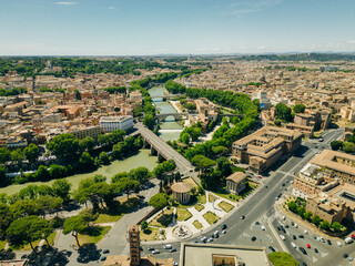 Plakat Aerial view of the Tiber river in Rome, Italy.