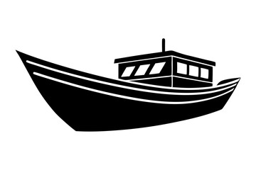 Boat icon silhouette vector illustration on a white background
