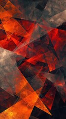 Dynamic interplay of red and orange geometric shapes creates an engaging abstract artwork