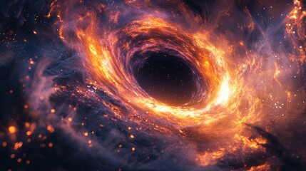 Obraz premium Fiery Black Hole in the Cosmos