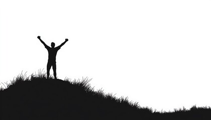 Silhouette of a Man Celebrating on a Hilltop