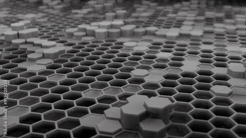 Poster abstract hexagonal pattern in monochrome an exploration of shapes and aesthetic design. design