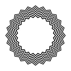 Abstract Circular Concentric Zig Zag Lines Pattern for Decorative Round Frame. 