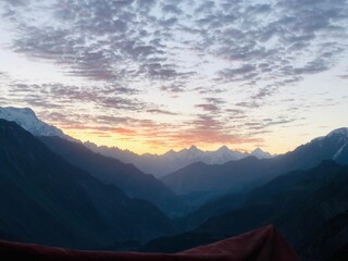 Beautiful view of sunset captured from Biyaching Jafarabad Nagar Gilgit Baltistan Pakistan.  