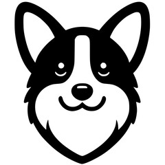 Silhouette of corgi head