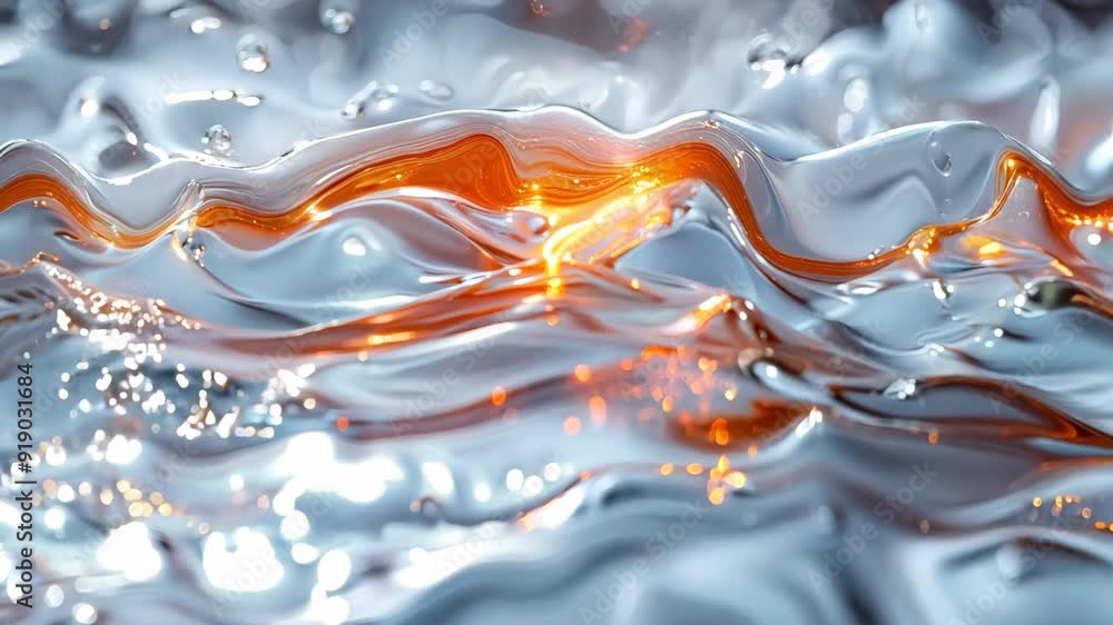 Poster the image is of a wave in the ocean with a bright orange line in the middle. the orange line is surr