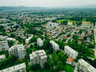 Ljubljana, Slovenia - Aerial panoramic view of Ljubljana on a summer