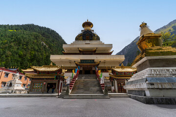 Zharu Temple, a Tibetan temple, in Jiuzhaigou National Park