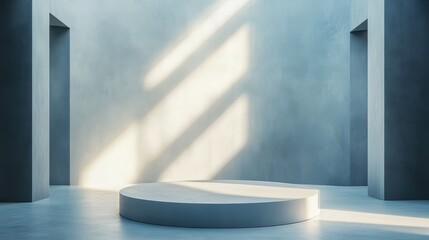 Elegant Minimalist Podium Illuminated on Stage for Professional Product Display