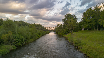A old train bridge on a river