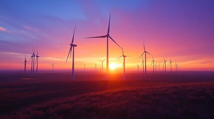 Obraz premium Wind Turbines at Sunset