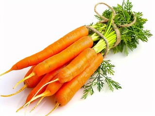 A bunch of carrots tied up with twine