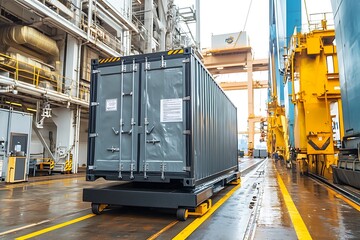 Naklejka premium Cargo Container Transported on a Dock