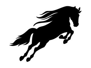 Drawing a silhouette of a running horse