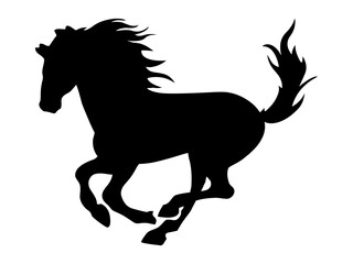Drawing a silhouette of a running horse