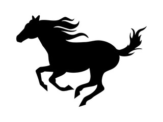 Drawing a silhouette of a running horse