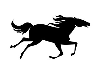 Drawing a silhouette of a running horse