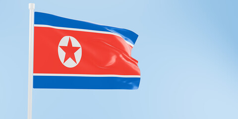 North Korea flag of silk-3D illustration. 3d render.
