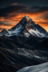 colorful landscape mountains, sunset view, photo, image
