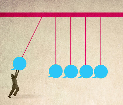 Illustration of speech bubbles imitating newton's cradle