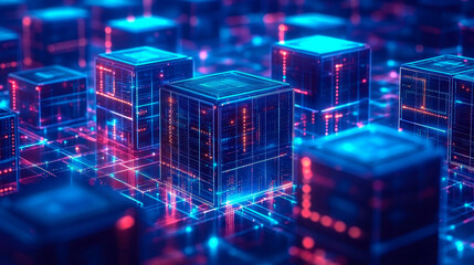 Container Orchestration Platforms in Data Center with Kubernetes Clusters and AI Visualization at Night, Advanced Technology and Digital Integration