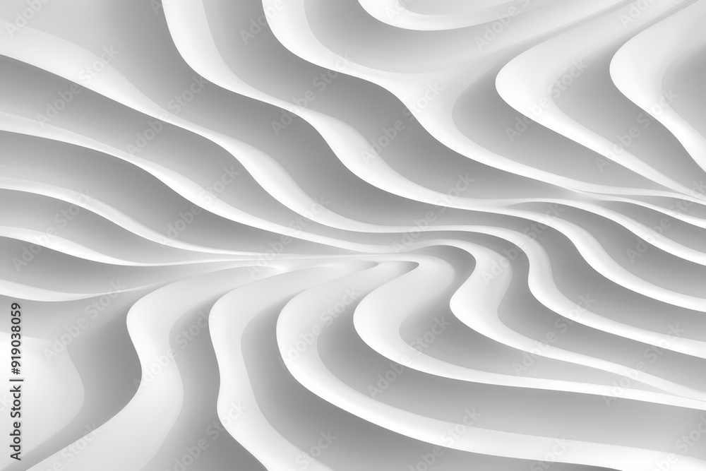 Poster abstract white wavy background with smooth layers, modern architectural design, 3d rendering