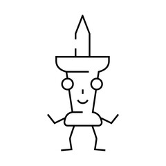 push pin school character line icon vector. push pin school character sign. isolated contour symbol black illustration