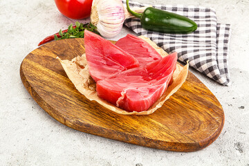 Raw fresh tuna fish steak