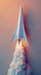3D rendered paper jet with a comet tail