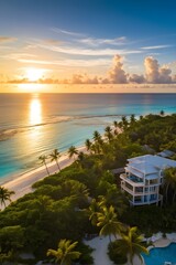 Fototapeta premium aerial view of real estate beach resort at the Caribbean coast