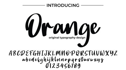 Orange Font Stylish brush painted an uppercase vector letters, alphabet, typeface