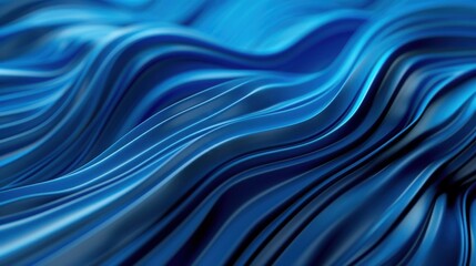 Obraz premium Blue Wave Flow, an abstract digital illustration showcasing a dynamic stream of waves in varying shades of blue, creating a sense of movement and depth in a vibrant background.