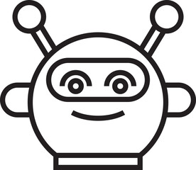 Robot Head Character Line Art