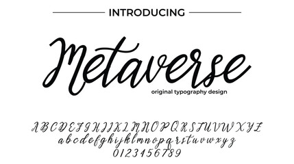 Metaverse Font Stylish brush painted an uppercase vector letters, alphabet, typeface