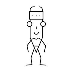 pencil stationery character line icon vector. pencil stationery character sign. isolated contour symbol black illustration
