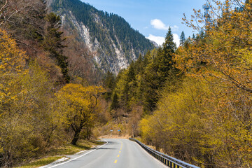 Driving in Jiuzhai Valley National Park, China