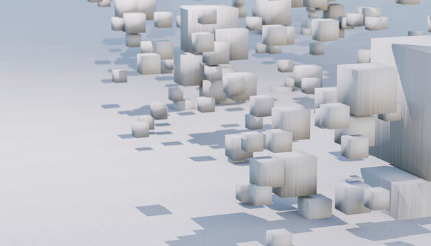 3D rendering of abstract cubes shape against background