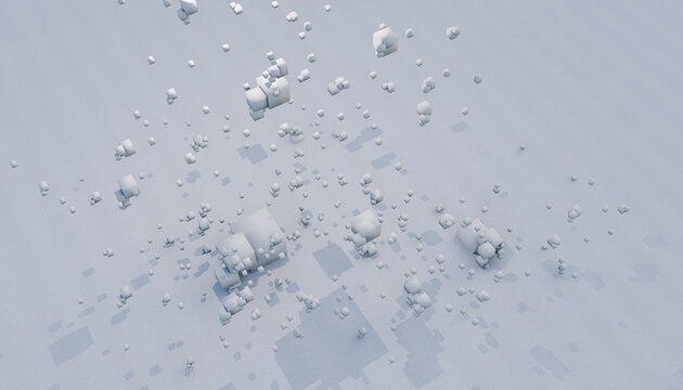 Abstract of 3D rendering geometric shapes cubes block