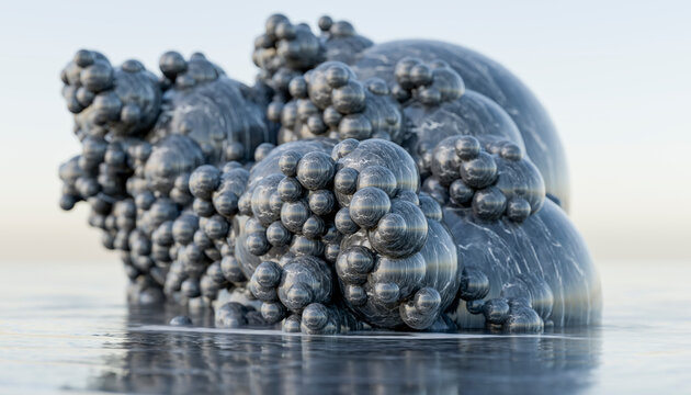3D rendering of abstract water molecules and bubbles