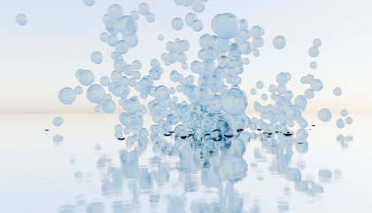 3D rendering abstract of transparent spheres