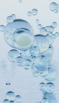 3D rendering of abstract transparent water molecules